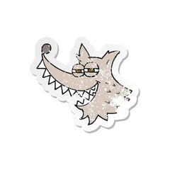 retro distressed sticker of a cartoon crazy wolf