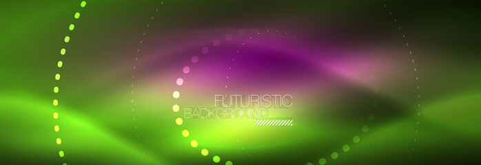 Green neon dotted circles background