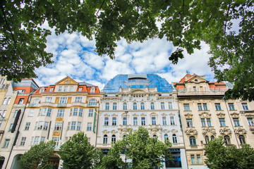 Fototapeta na wymiar Prague city buildings background.