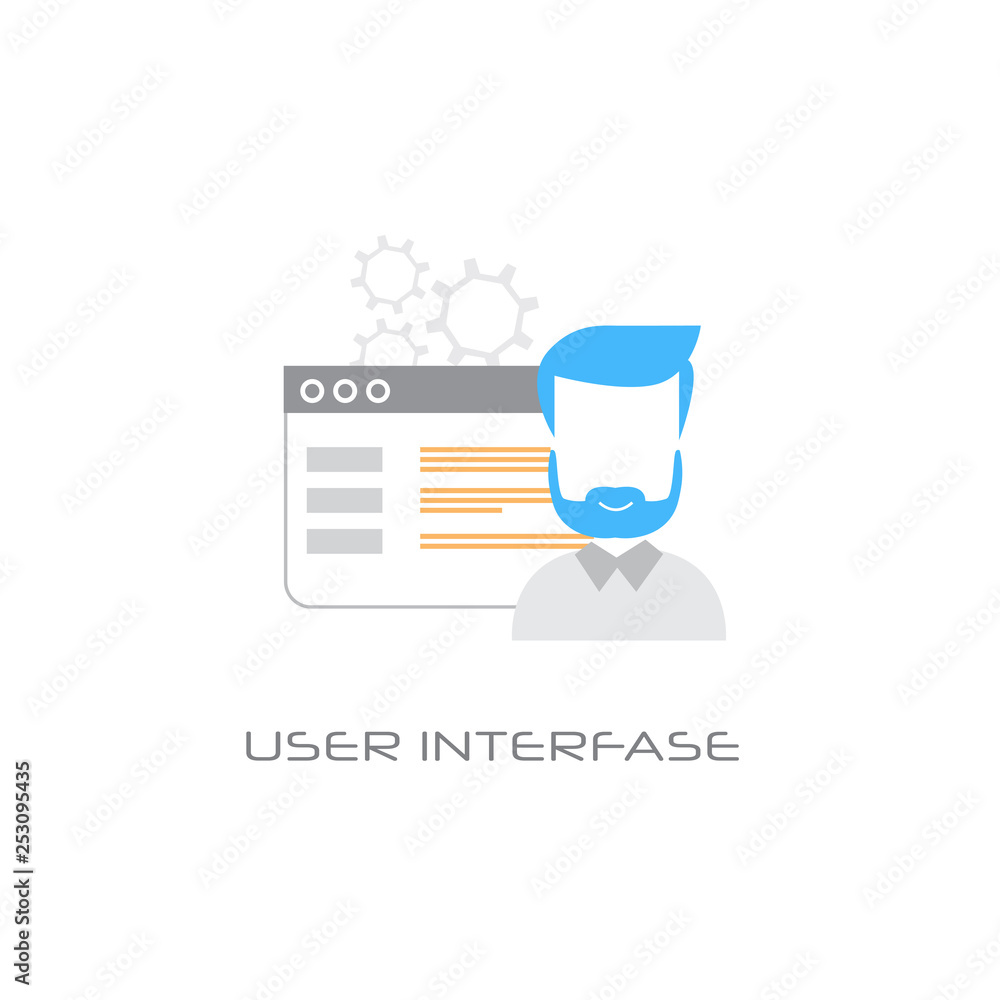 Poster ui application digital content user interface concept line style white background