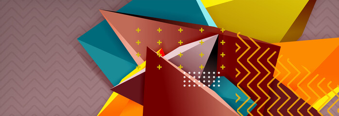 Abstract background, colorful minimal abstract triangle composition