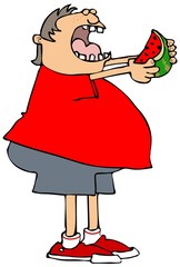 Boy eating a slice of watermelon