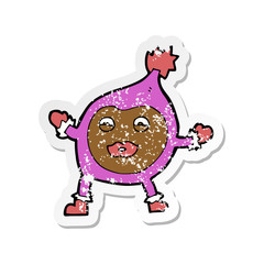 retro distressed sticker of a cartoon funny creature