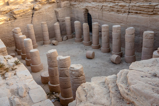 Columns of an excavated temple near Kerma in Sudan, Africa
