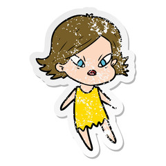 distressed sticker of a cartoon stressed woman