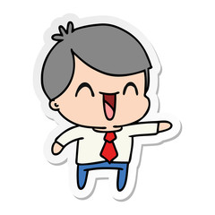 sticker cartoon of kawaii man in suit