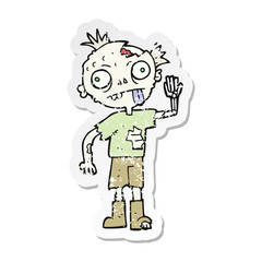 retro distressed sticker of a cartoon zombie