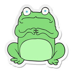 sticker of a cartoon nervous frog