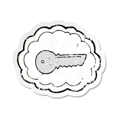 retro distressed sticker of a cartoon door key