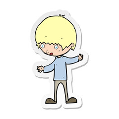 sticker of a cartoon boy with outstretched arms