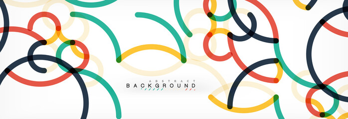 Curly lines abstract background, color overlapping linear texture