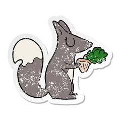 distressed sticker of a cartoon squirrel