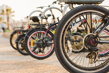 Bicycles parking at the street