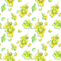 Watercolor seamless pattern with hand drawn fresh juicy fruits