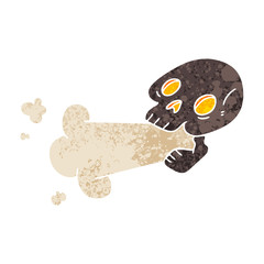 quirky retro illustration style cartoon skull