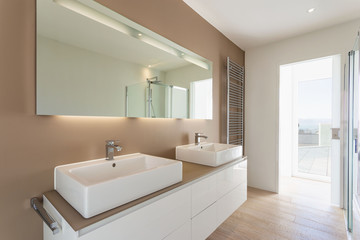Fototapeta na wymiar Modern minimal elegant bathroom