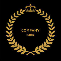 Golden laurel wreath vector illustration.