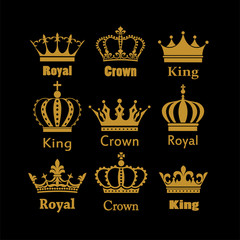Crown icon set heraldic symbol vector illustration.