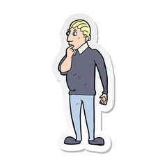 sticker of a catoon curious man