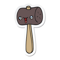 sticker of a cartoon mallet