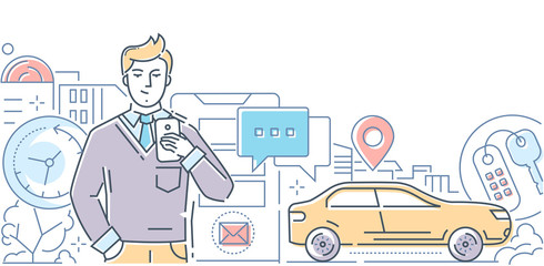 Car sharing - modern line design style illustration