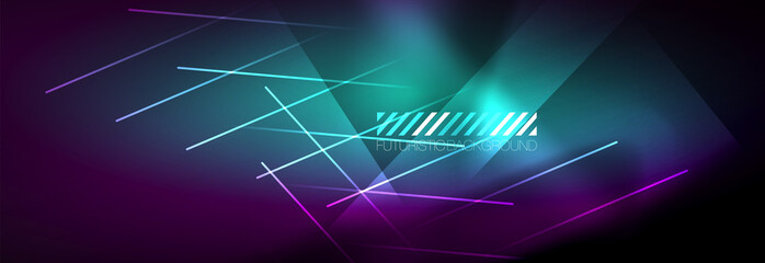 Shiny glowing lights neon color design background © antishock