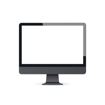 modern desktop monitor mockup blank empty screen computer display digital technology concept white background