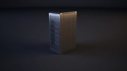 3D rendering of data center server rack tower. Full build with cable management and power supply....