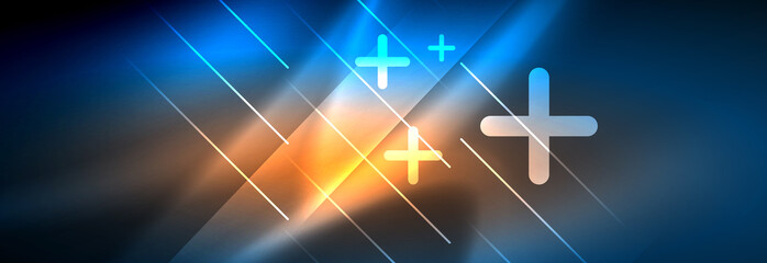 Neon glowing techno lines, hi-tech futuristic abstract background template with lines