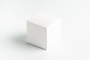 white square cardboard box on a white background, moke up