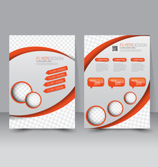 Flyer template. Business brochure. Editable A4 poster for design, education, presentation, website, magazine cover. Orange color.