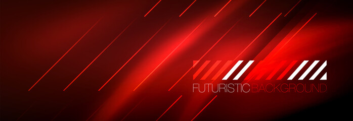 Neon glowing techno lines, hi-tech futuristic abstract background template with lines