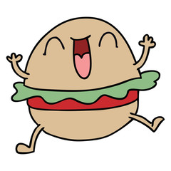 Fototapeta premium quirky hand drawn cartoon happy veggie burger
