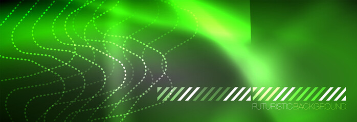 Naklejka premium Glowing neon abstract lines, techno futuristic template
