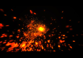 Fire flames on black background