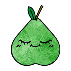 retro grunge texture cartoon green pear