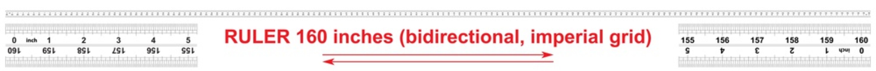 Ruler bidirectional 160 inches. The division price is 1/32 inch. Precise measuring tool. Calibration grid.