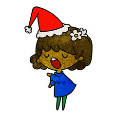 christmas textured cartoon of kawaii girl