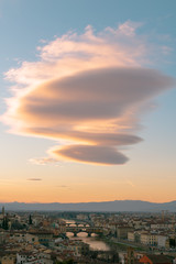 florence,tuscany/Italy 20 february 2019 :panoramic view of florence from michelangelo square at...