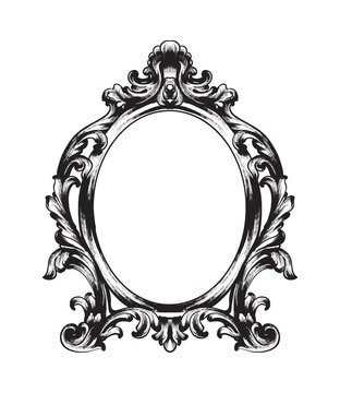 Baroque Mirror frame. Vector French Luxury rich intricate ornaments. Victorian Royal Style decors