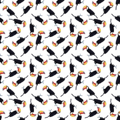 Toucan watercolor seamless pattern on white background © Anastasiya