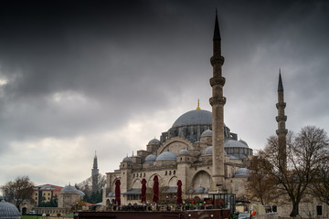 Suleymaniye Mosque in Istanbul, Turkey at rainy day