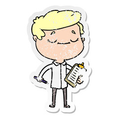 distressed sticker of a cartoon peaceful man