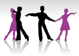 Silhouettes of kids dancing ballroom dance
