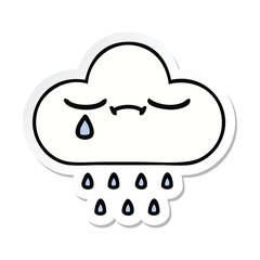 sticker of a cute cartoon rain cloud