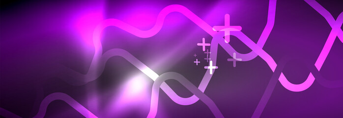 Glowing neon abstract lines, techno futuristic template