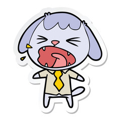 sticker of a cute cartoon dog barking