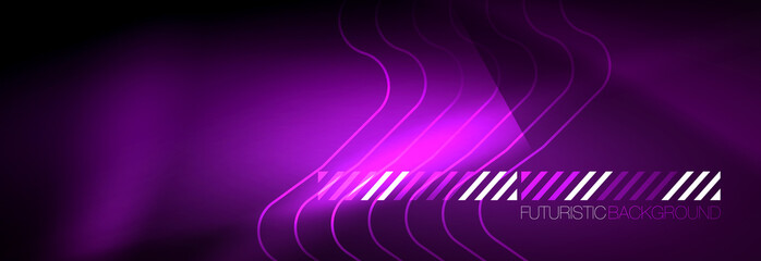 Glowing neon abstract lines, techno futuristic template