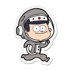 sticker of a happy astronaut cartoon