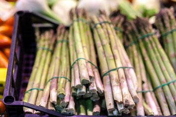 Asparagus on a farmers market in Italy